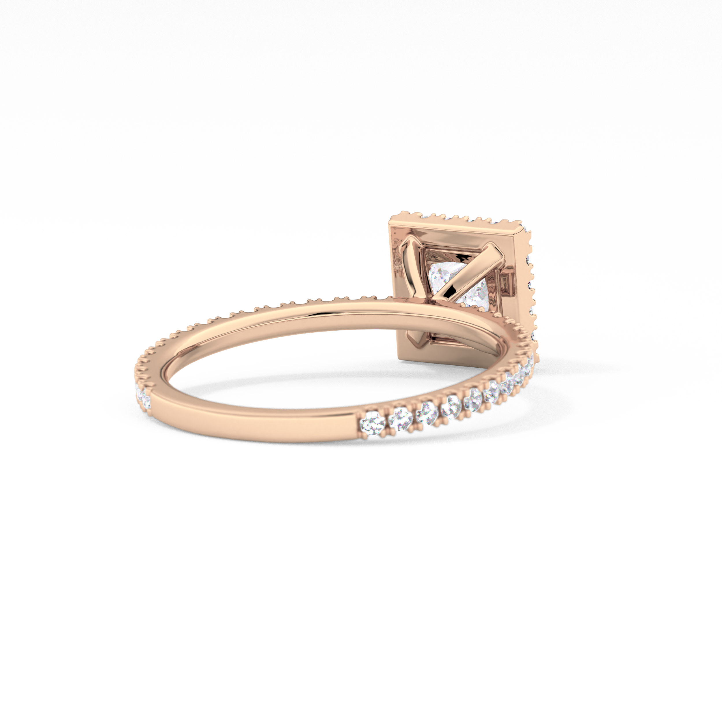 Princess Cut 1.04 Carat Moissanite Ring – Halo & Pave Setting in Gold