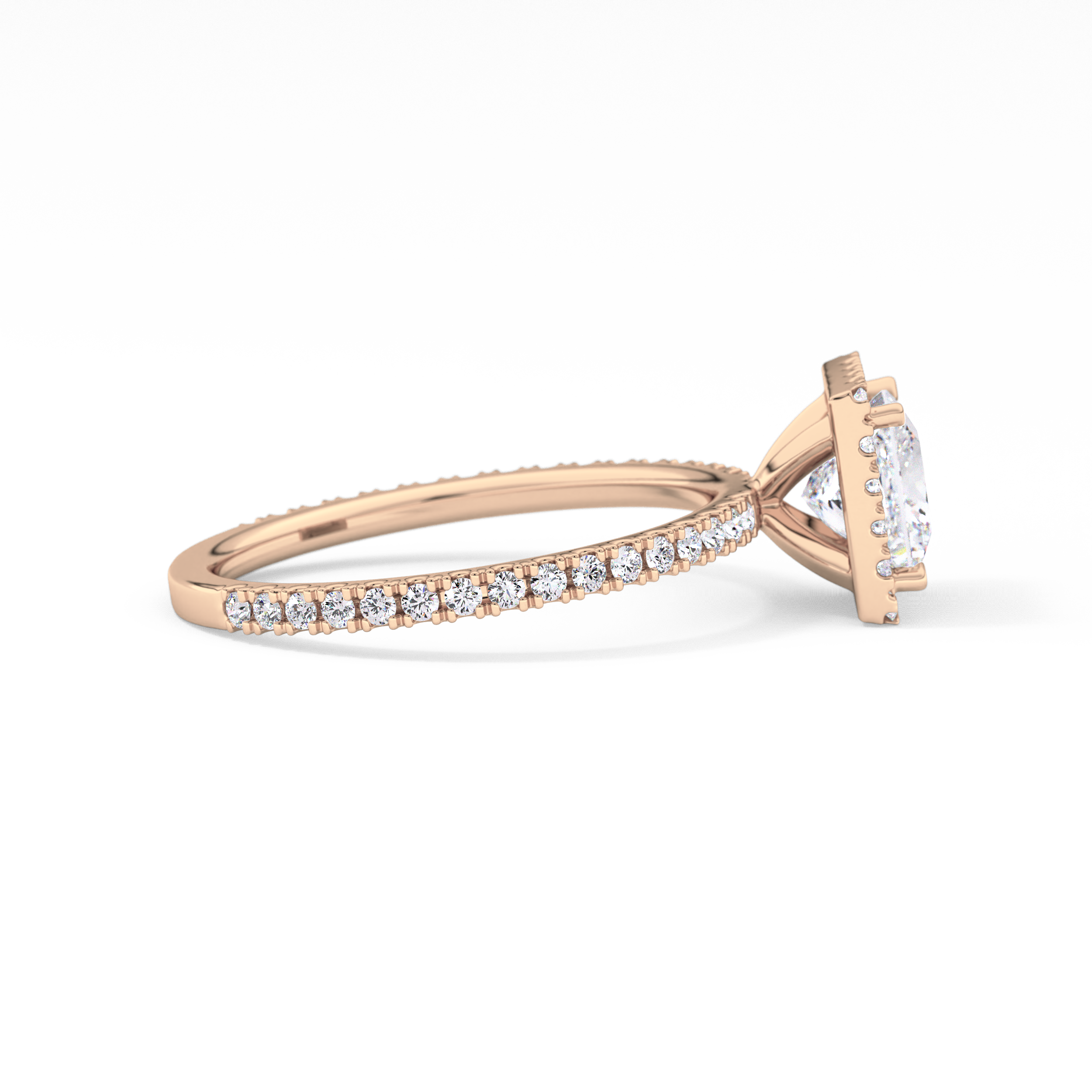 Princess Cut 1.04 Carat Moissanite Ring – Halo & Pave Setting in Gold