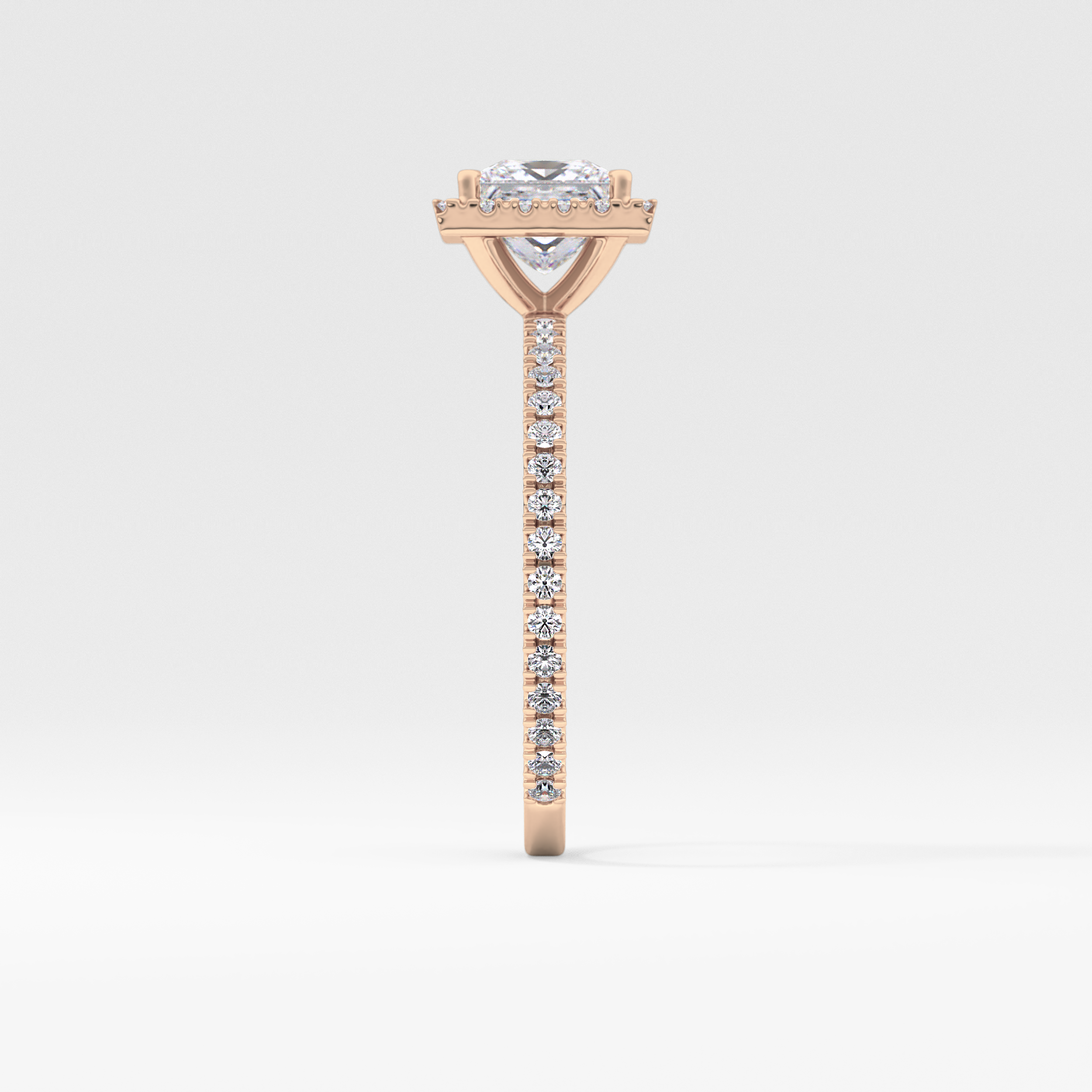 Princess Cut 1.04 Carat Moissanite Ring – Halo & Pave Setting in Gold