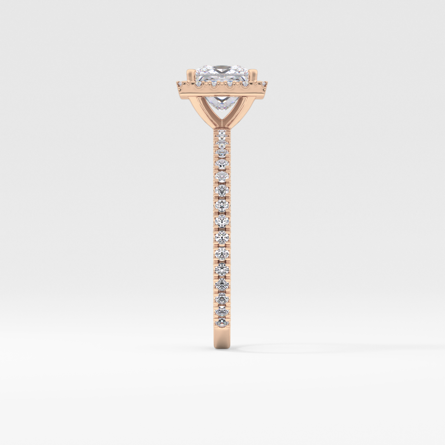 Princess Cut 1.04 Carat Moissanite Ring – Halo & Pave Setting in Gold