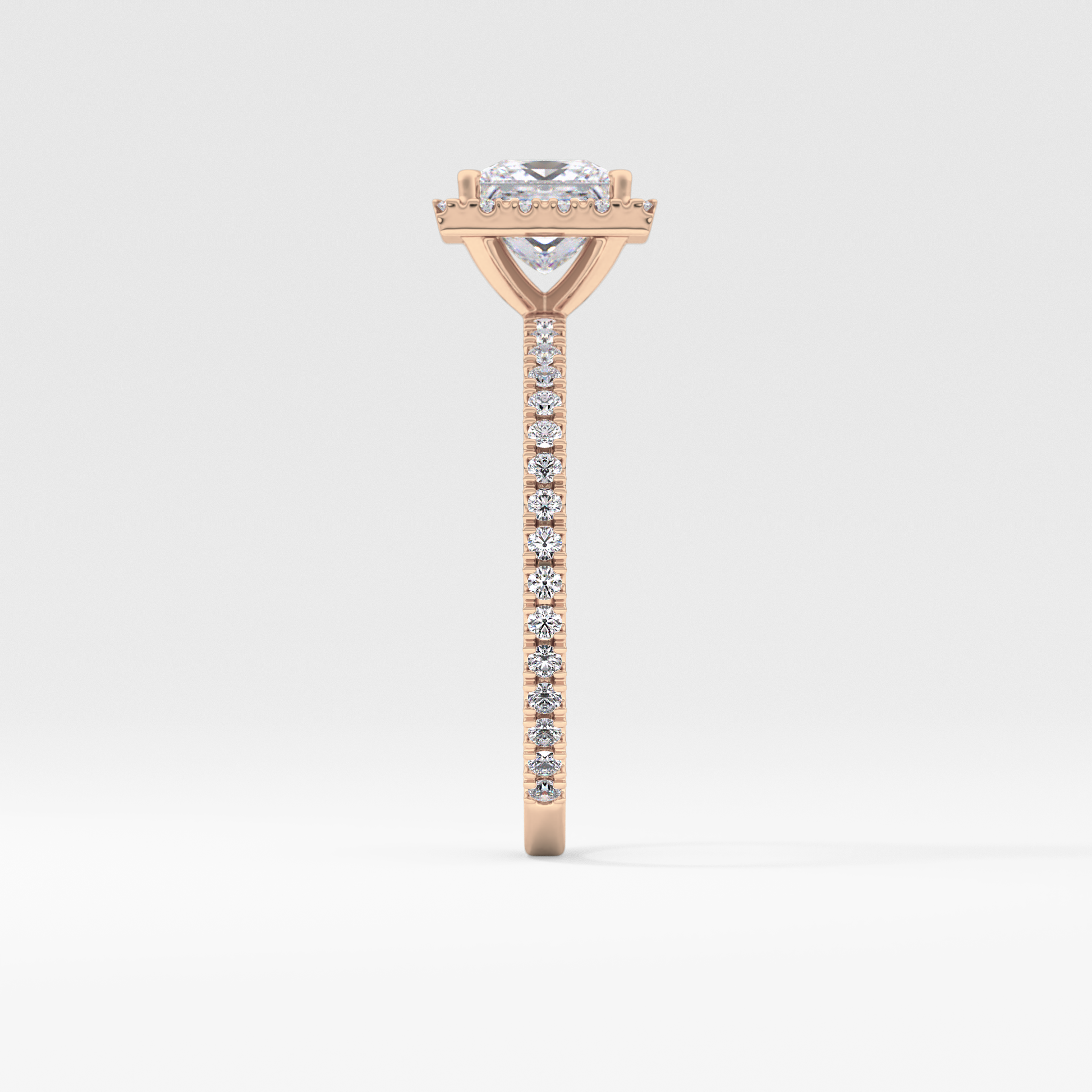 Princess Cut 1.04 Carat Moissanite Ring – Halo & Pave Setting in Gold
