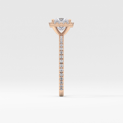 Princess Cut 1.04 Carat Moissanite Ring – Halo & Pave Setting in Gold