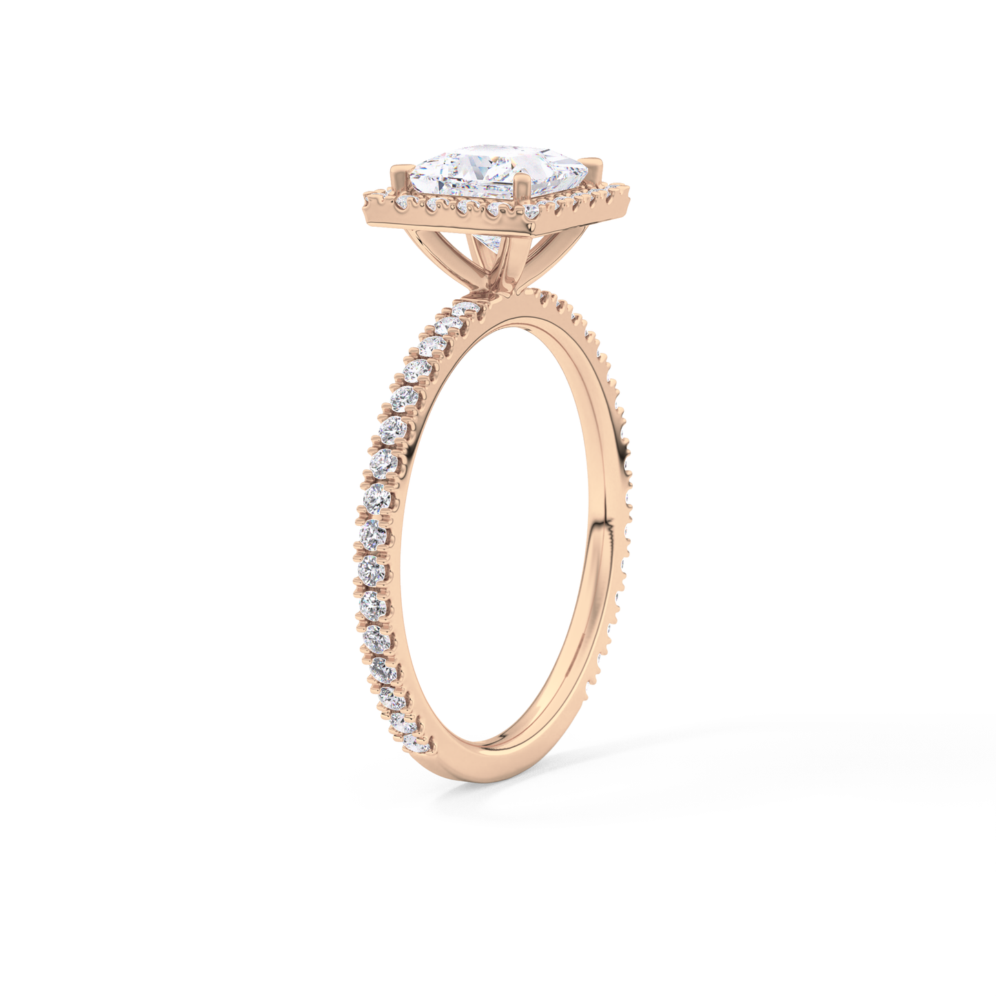 Princess Cut 1.04 Carat Moissanite Ring – Halo & Pave Setting in Gold