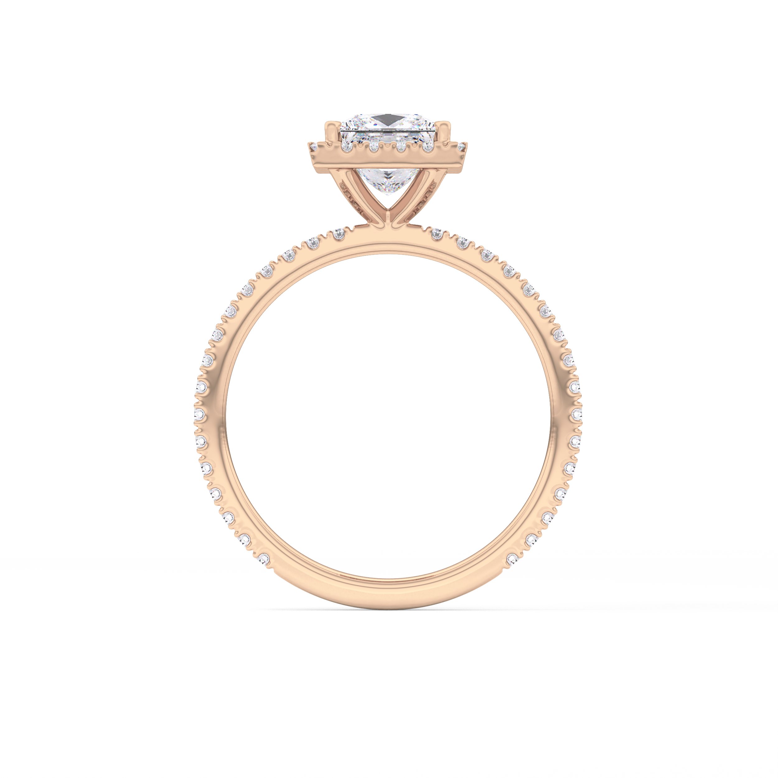 Princess Cut 1.04 Carat Moissanite Ring – Halo & Pave Setting in Gold