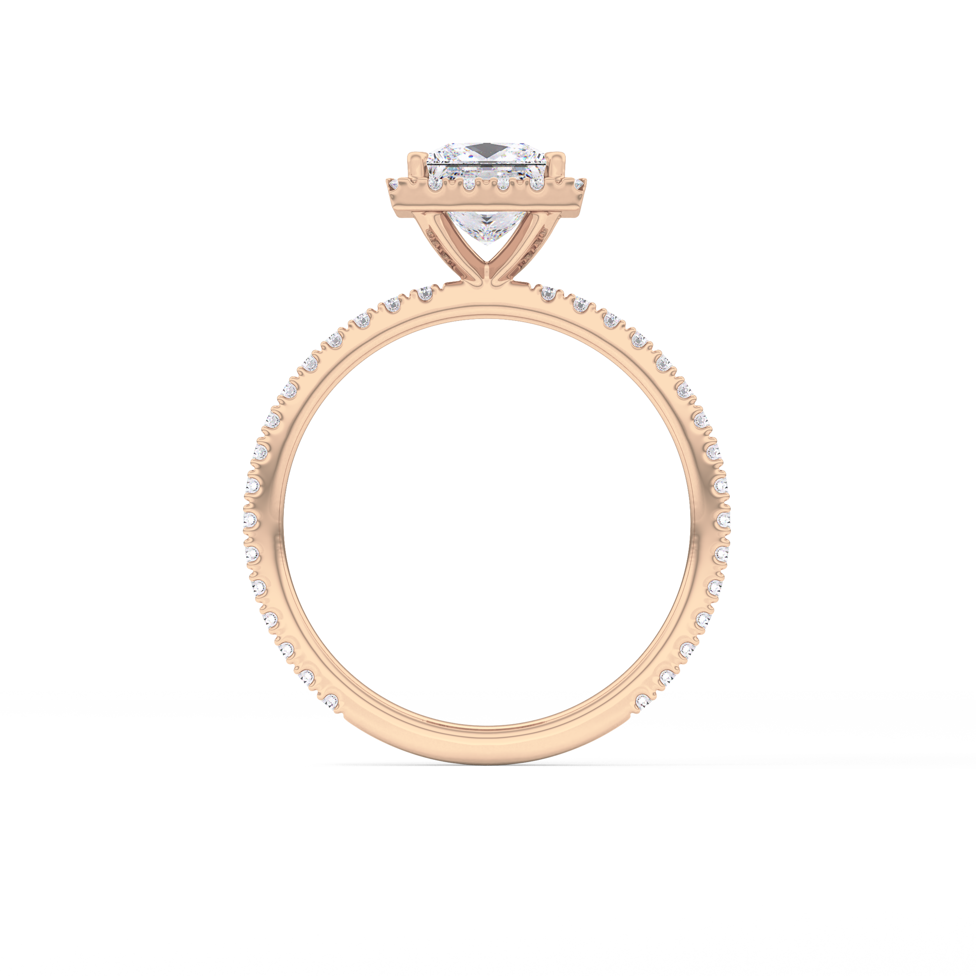 Princess Cut 1.04 Carat Moissanite Ring – Halo & Pave Setting in Gold