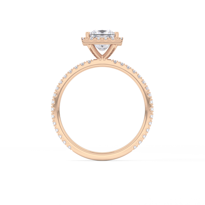 Princess Cut 1.04 Carat Moissanite Ring – Halo & Pave Setting in Gold