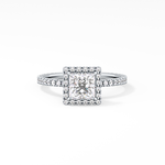 Princess Cut 1.04 Carat Moissanite Ring – Halo & Pave Setting in Gold