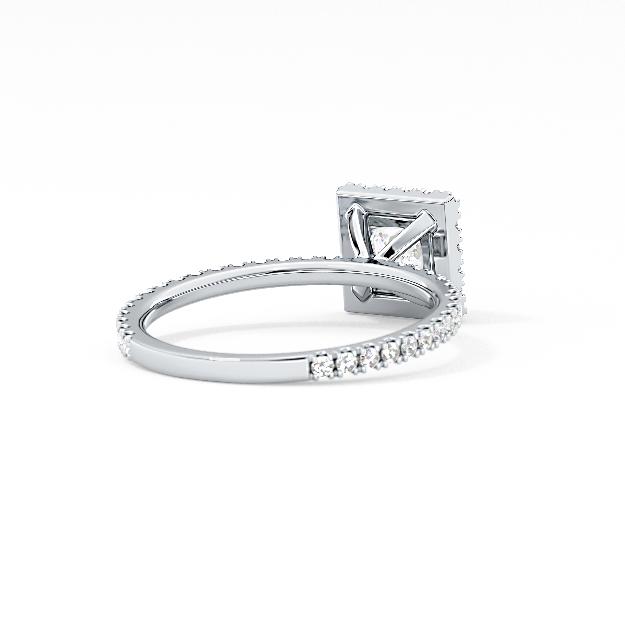 Princess Cut 1.04 Carat Moissanite Ring – Halo & Pave Setting in Gold