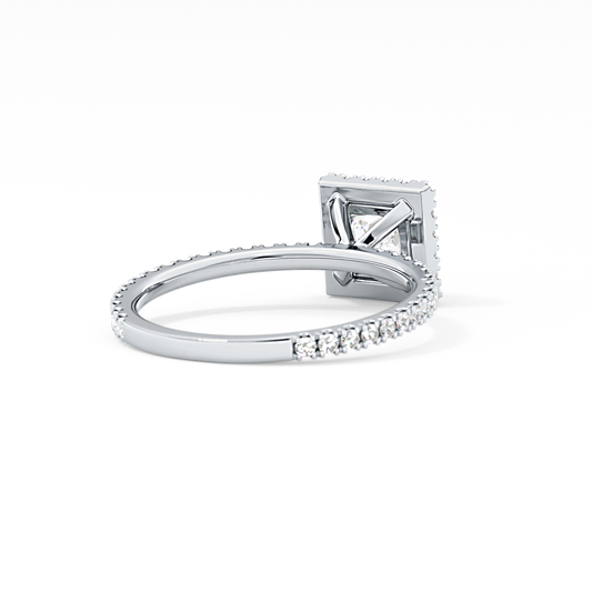 Princess Cut 1.04 Carat Moissanite Ring – Halo & Pave Setting in Gold