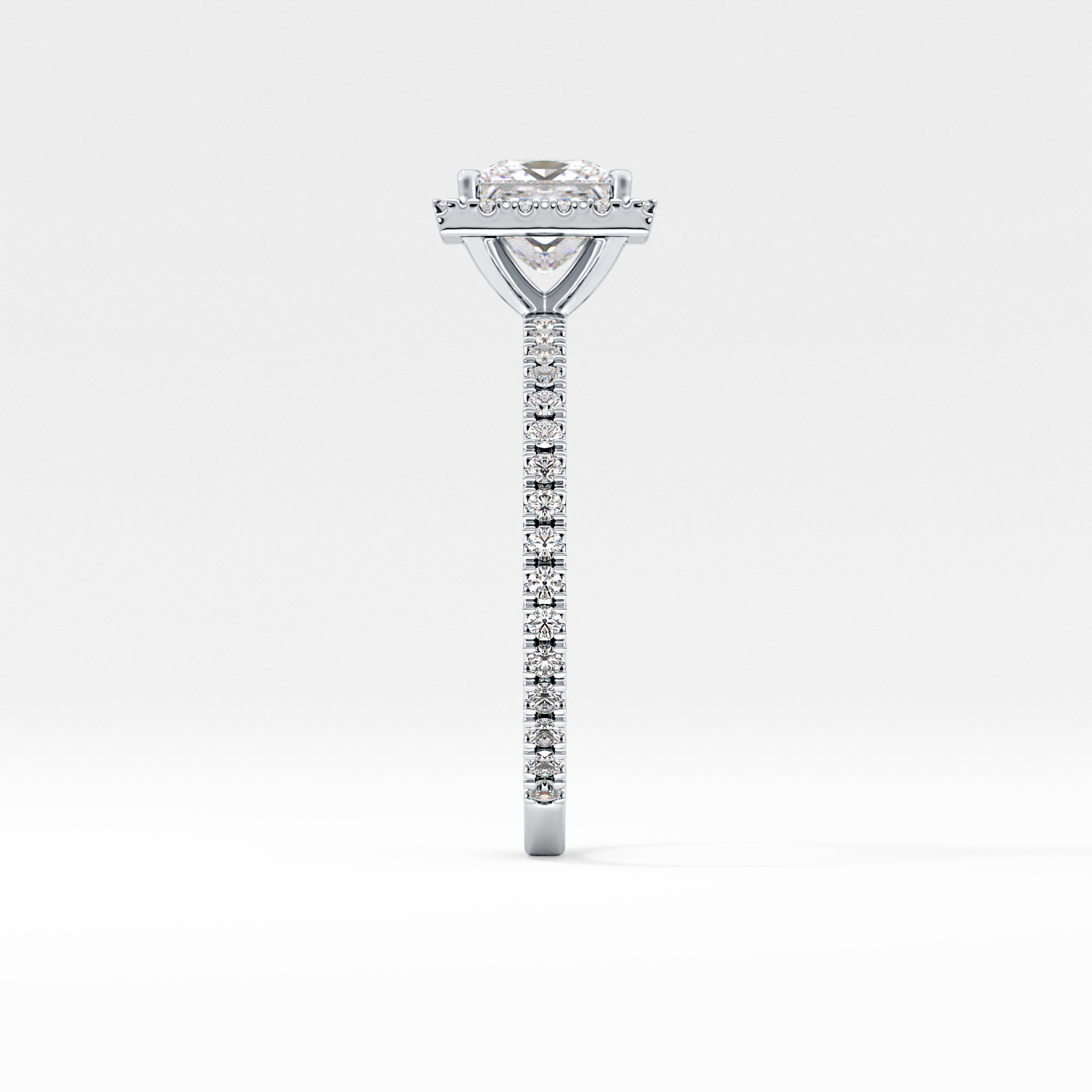 Princess Cut 1.04 Carat Moissanite Ring – Halo & Pave Setting in Gold