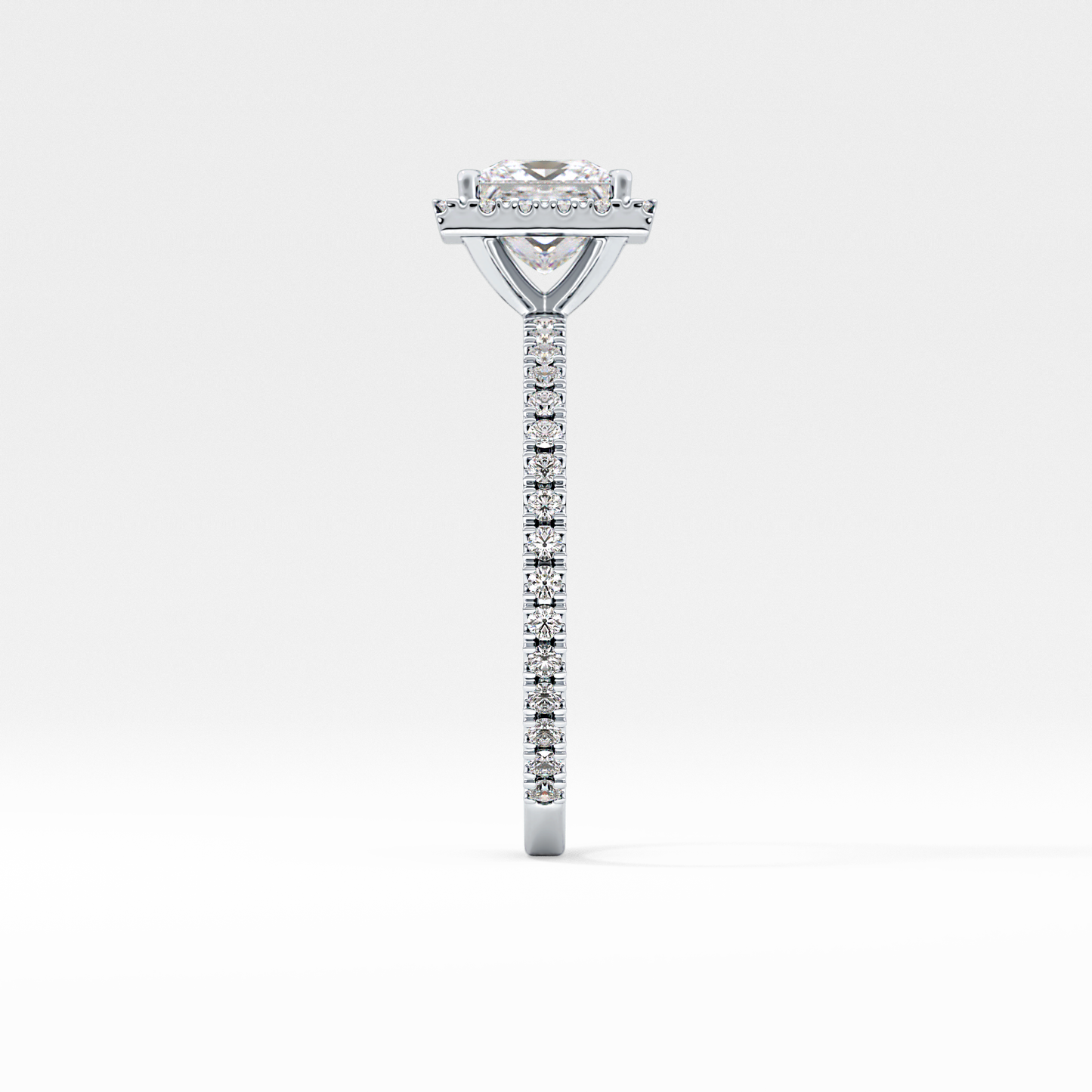 Princess Cut 1.04 Carat Moissanite Ring – Halo & Pave Setting in Gold