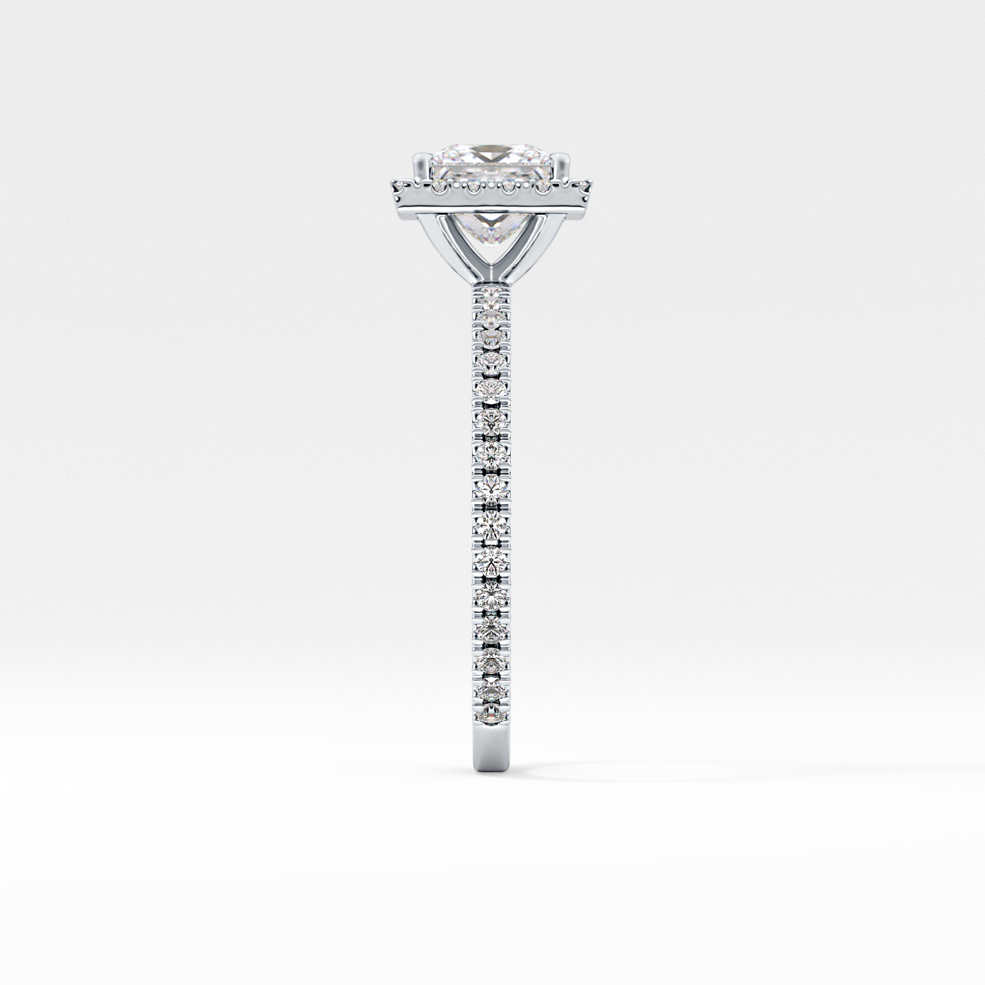 Princess Cut 1.04 Carat Moissanite Ring – Halo & Pave Setting in Gold