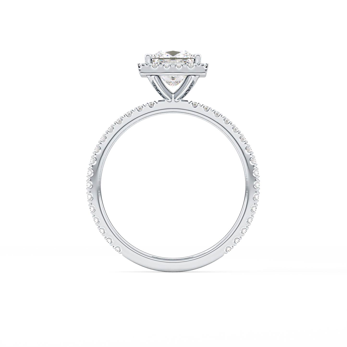Princess Cut 1.04 Carat Moissanite Ring – Halo & Pave Setting in Gold