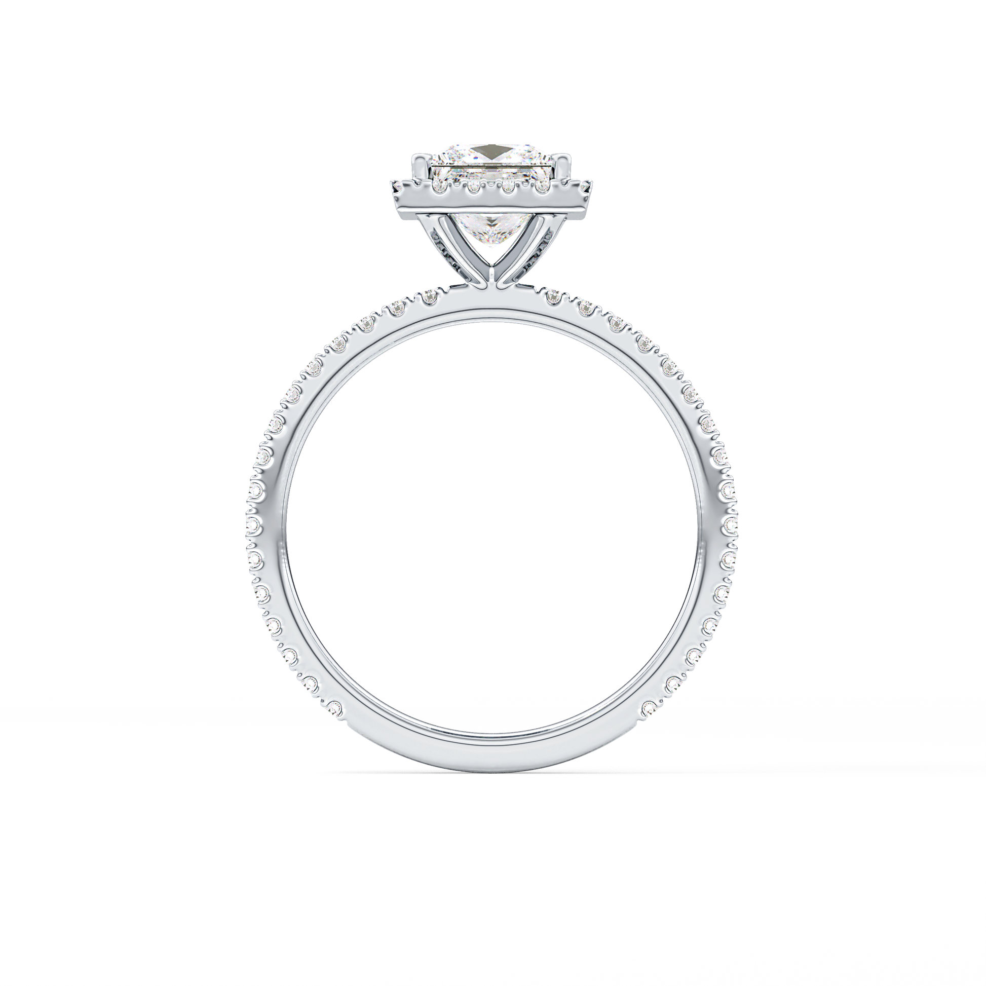 Princess Cut 1.04 Carat Moissanite Ring – Halo & Pave Setting in Gold