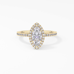 Marquise Cut 0.82 Carat Moissanite Ring – Halo & Pave Setting in Gold