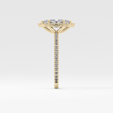 Marquise Cut 0.82 Carat Moissanite Ring – Halo & Pave Setting in Gold