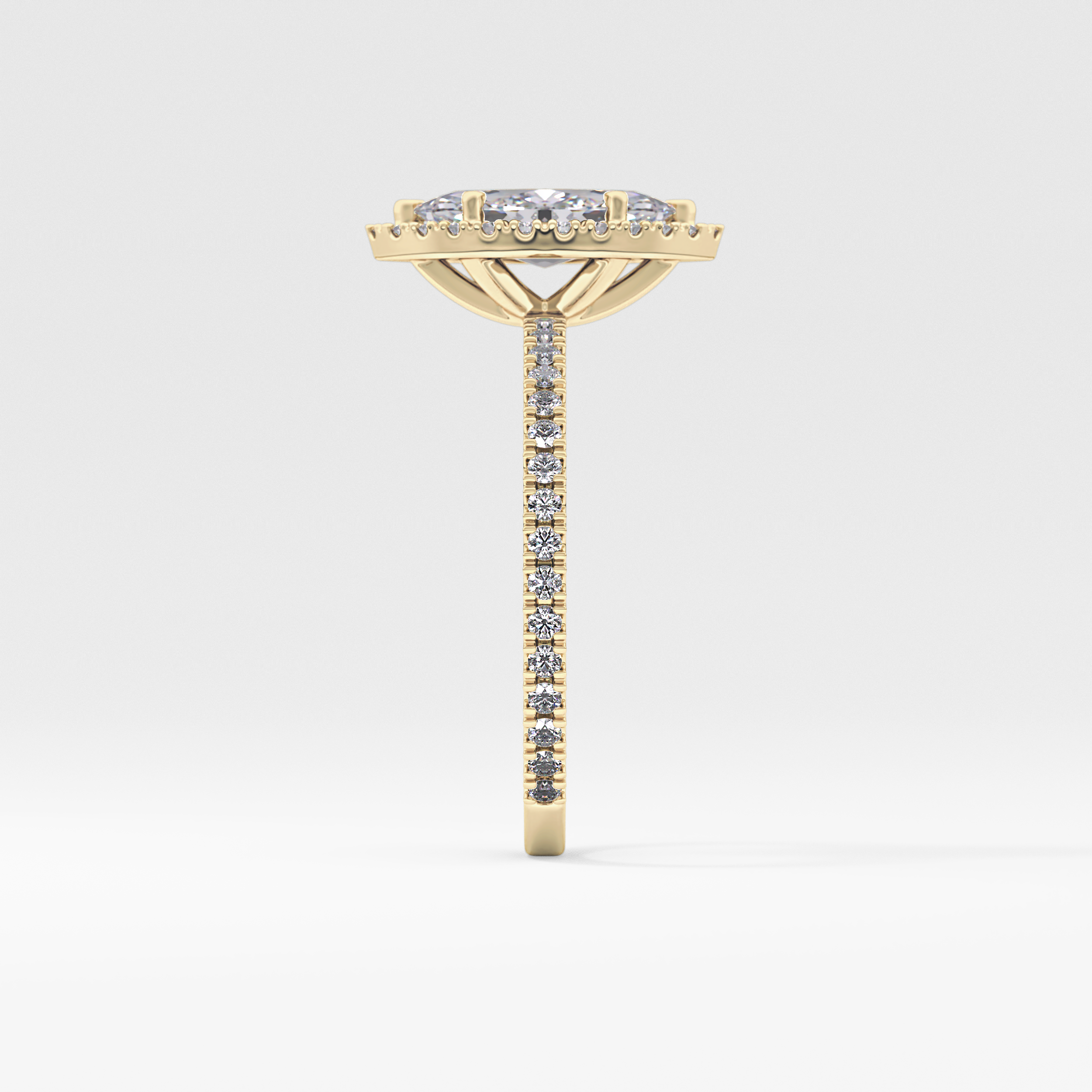 Marquise Cut 0.82 Carat Moissanite Ring – Halo & Pave Setting in Gold