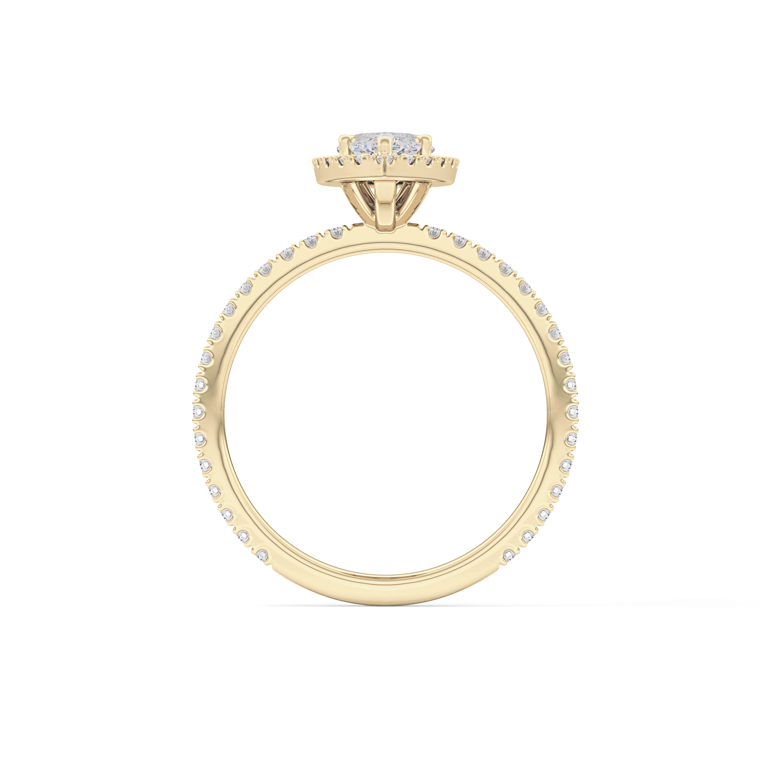 Marquise Cut 0.82 Carat Moissanite Ring – Halo & Pave Setting in Gold
