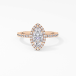Marquise Cut 0.82 Carat Moissanite Ring – Halo & Pave Setting in Gold