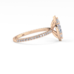Marquise Cut 0.82 Carat Moissanite Ring – Halo & Pave Setting in Gold