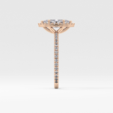 Marquise Cut 0.82 Carat Moissanite Ring – Halo & Pave Setting in Gold
