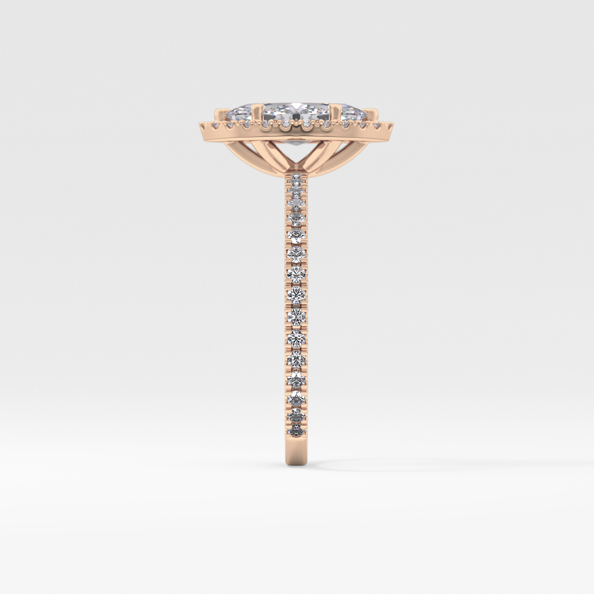 Marquise Cut 0.82 Carat Moissanite Ring – Halo & Pave Setting in Gold