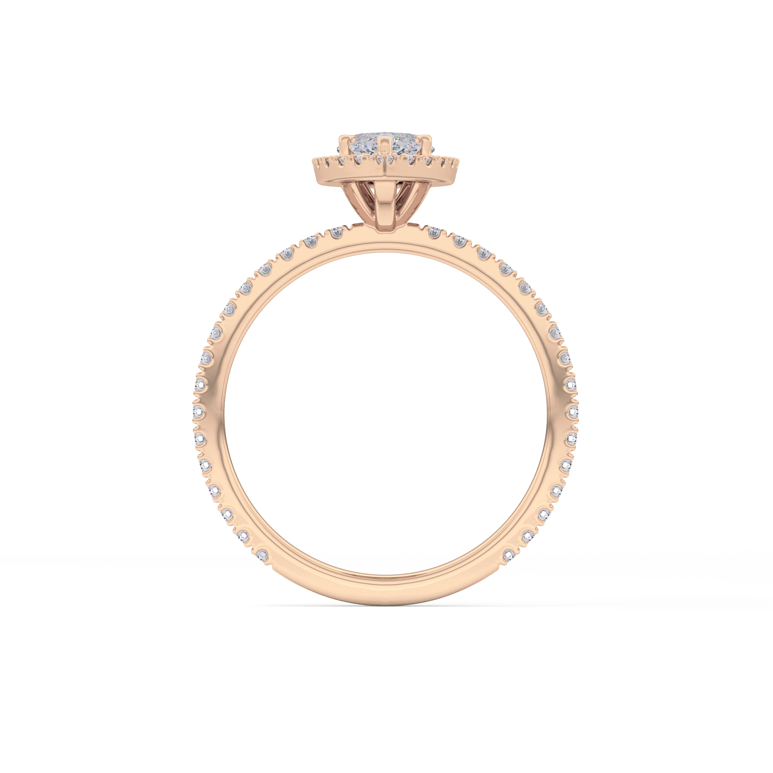 Marquise Cut 0.82 Carat Moissanite Ring – Halo & Pave Setting in Gold