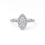 Marquise Cut 0.82 Carat Moissanite Ring – Halo & Pave Setting in Gold