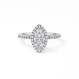 Marquise Cut 0.82 Carat Moissanite Ring – Halo & Pave Setting in Gold
