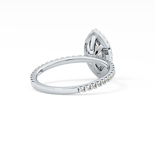 Marquise Cut 0.82 Carat Moissanite Ring – Halo & Pave Setting in Gold