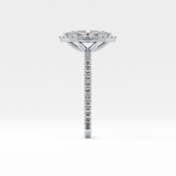 Marquise Cut 0.82 Carat Moissanite Ring – Halo & Pave Setting in Gold