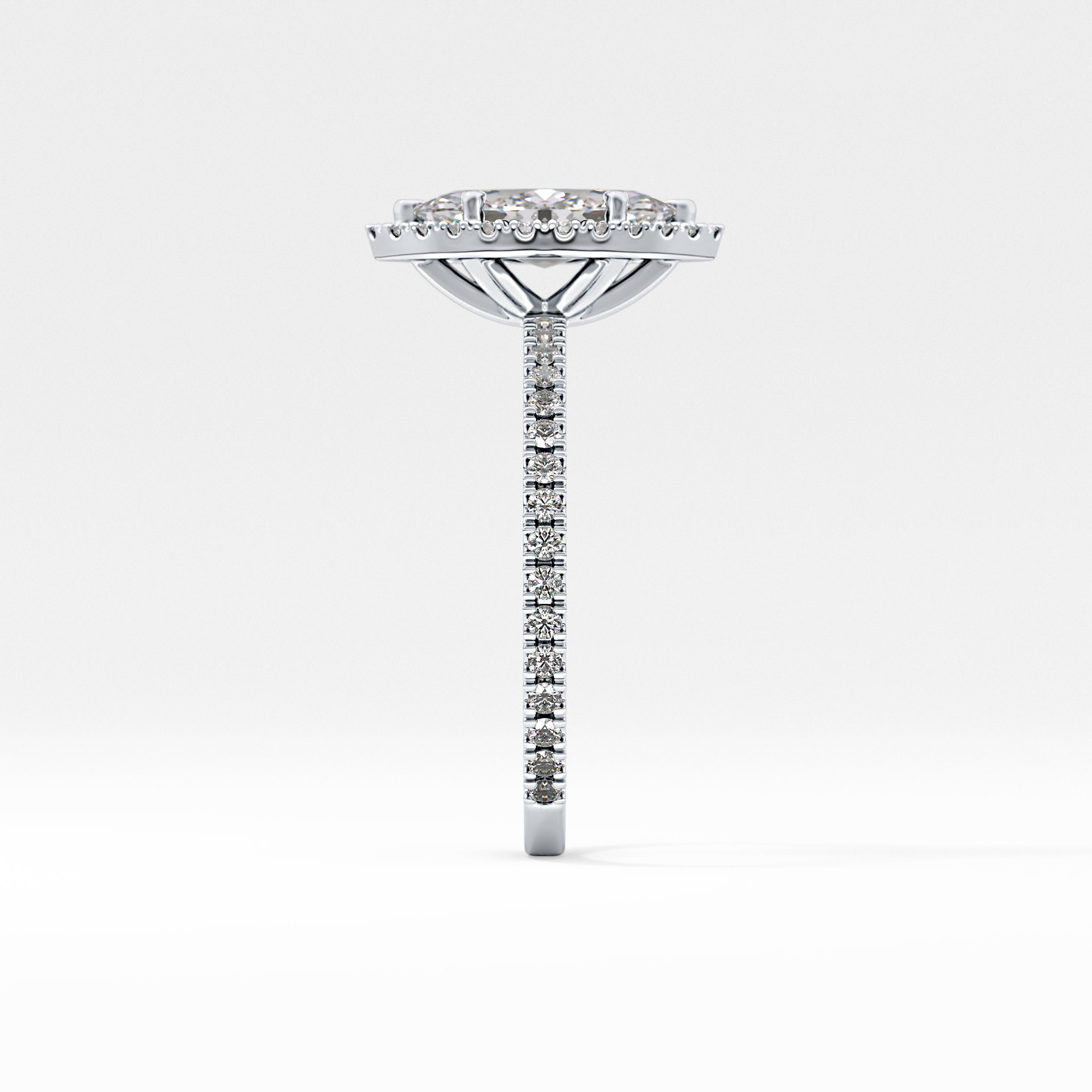 Marquise Cut 0.82 Carat Moissanite Ring – Halo & Pave Setting in Gold