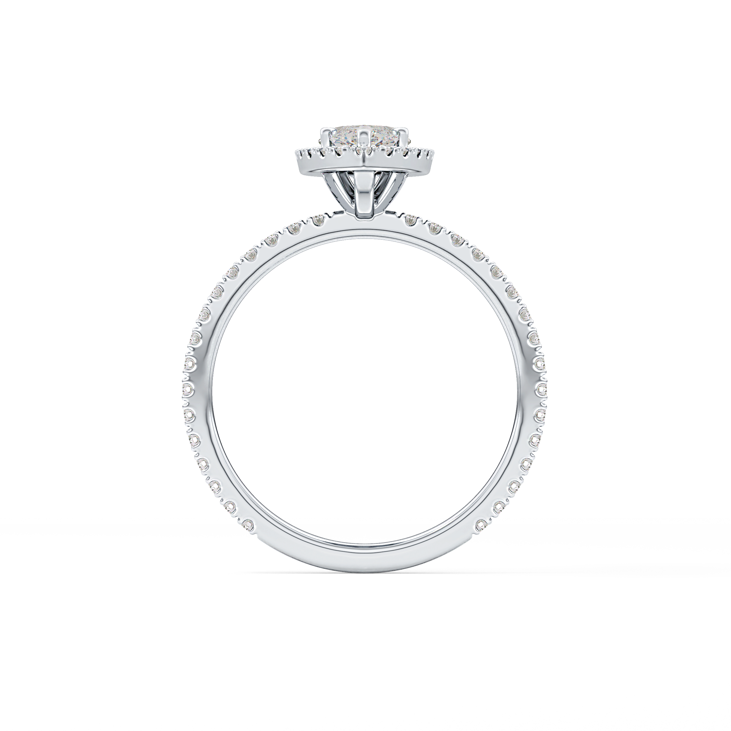 Marquise Cut 0.82 Carat Moissanite Ring – Halo & Pave Setting in Gold