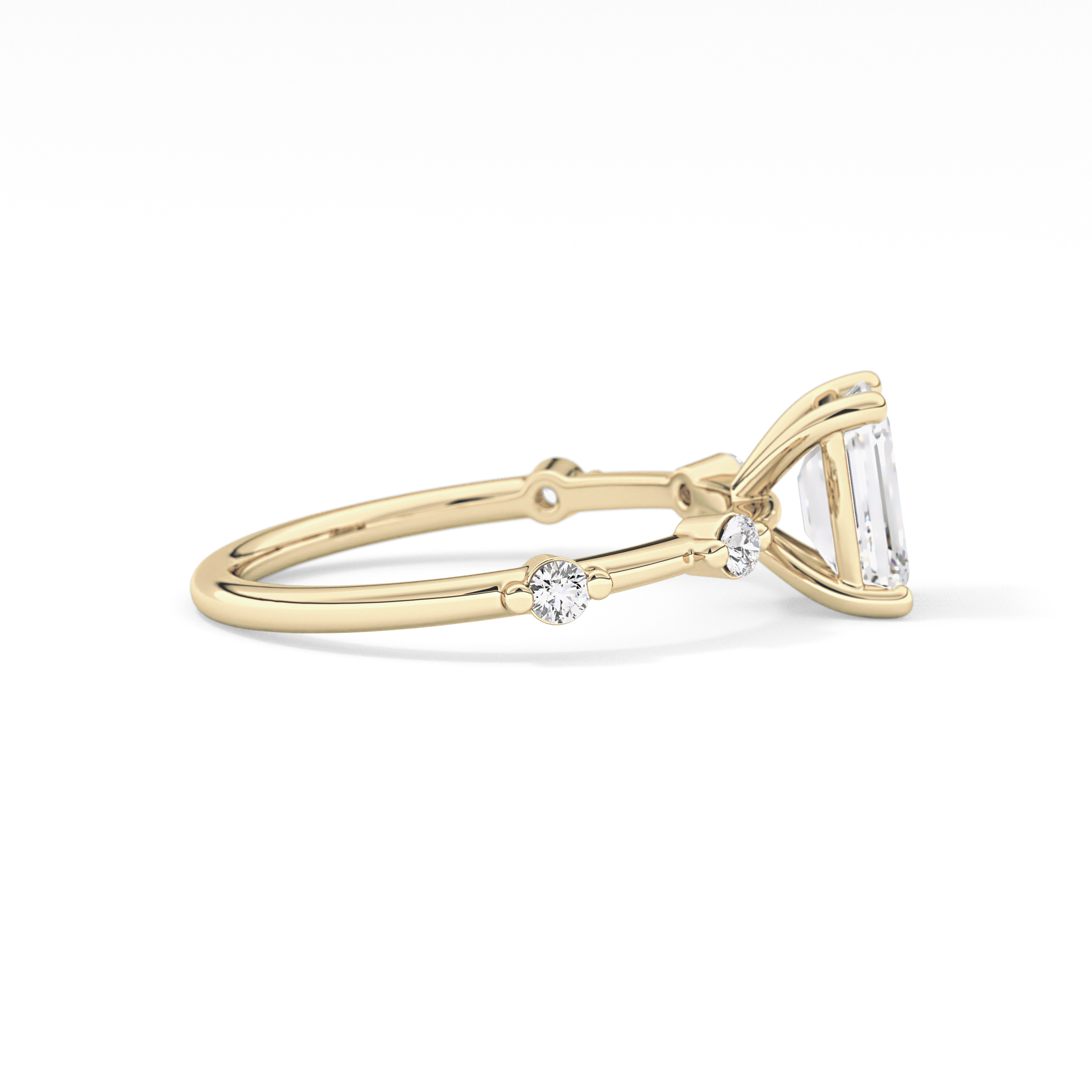 Emerald Cut 1.02 Carat Moissanite Ring – Dainty Setting in Gold