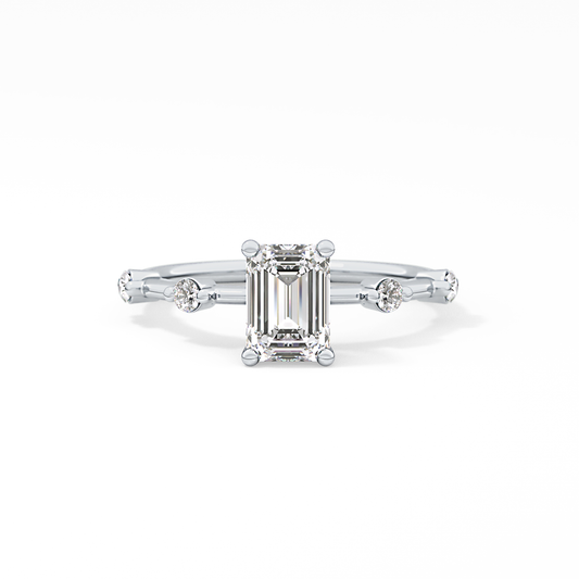 Emerald Cut 1.02 Carat Moissanite Ring – Dainty Setting in Gold