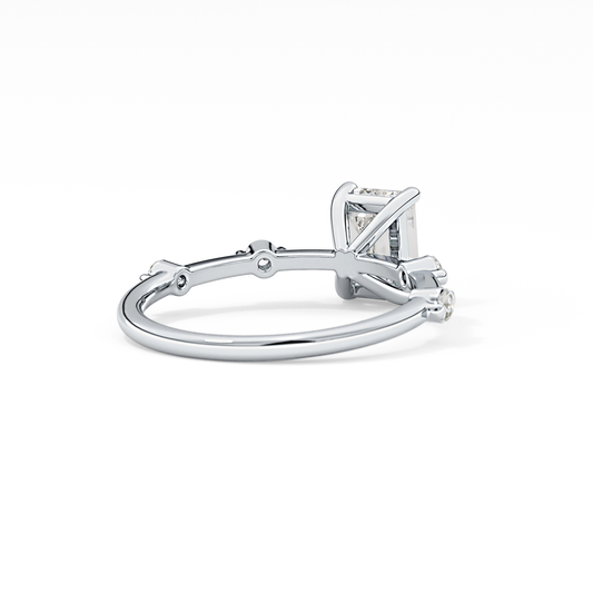 Emerald Cut 1.02 Carat Moissanite Ring – Dainty Setting in Gold