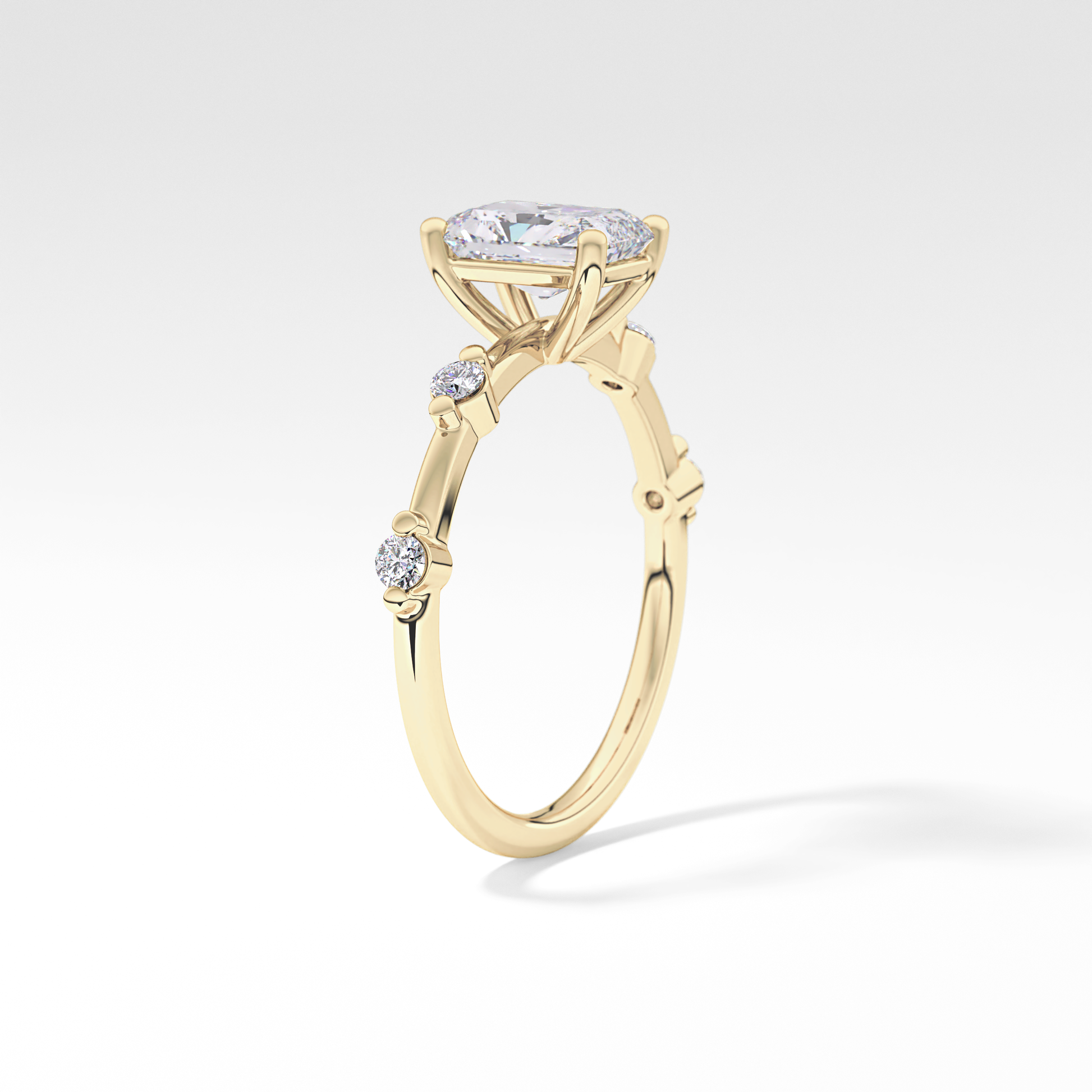 Radiant Cut 1.21 Carat Moissanite Ring – Dainty Setting in Gold
