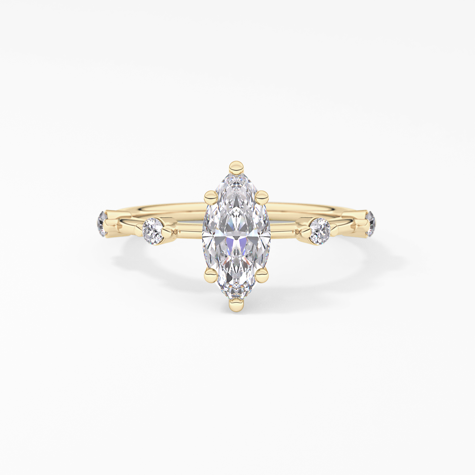 Marquise Cut 0.82 Carat Moissanite Ring – Dainty Setting in Gold