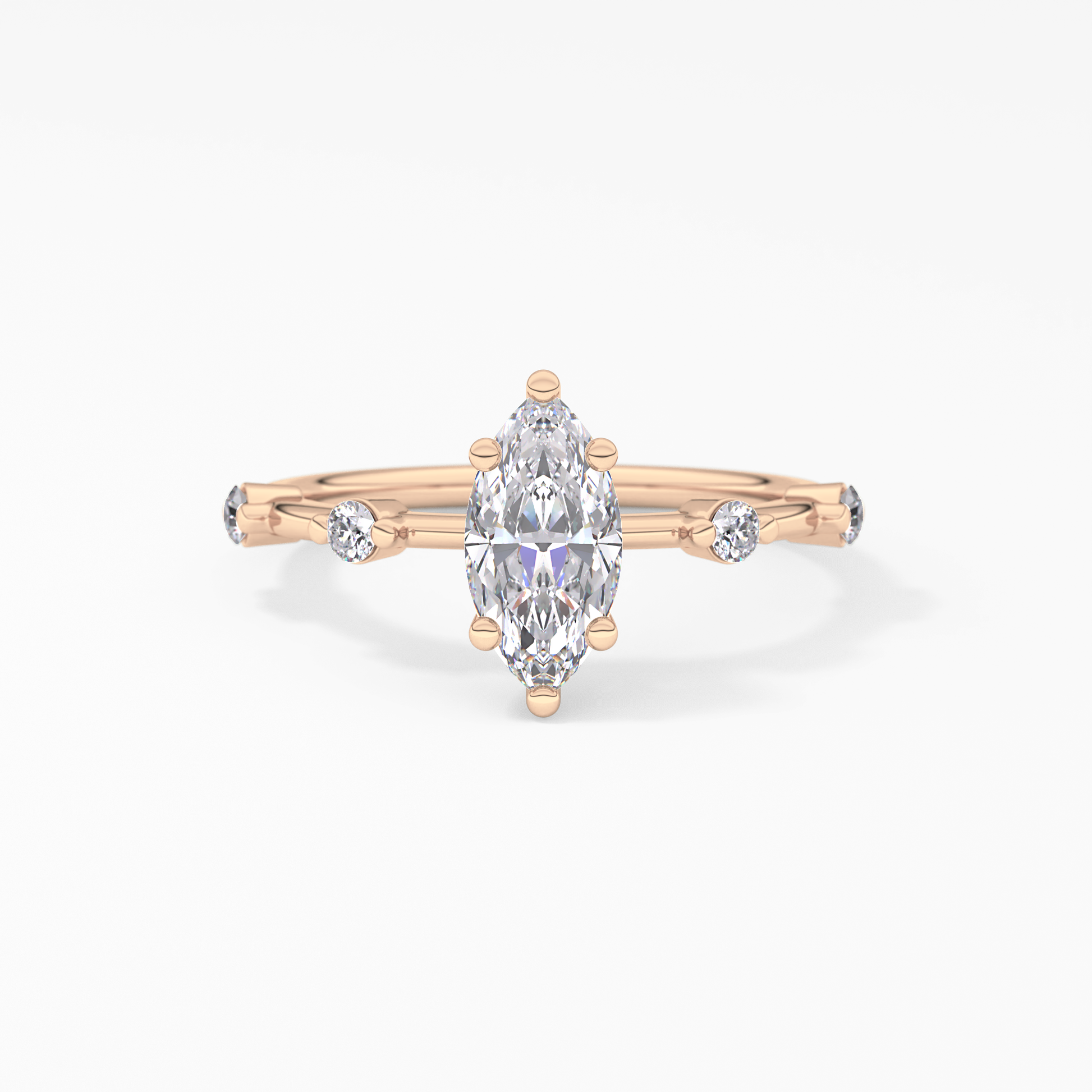 Marquise Cut 0.82 Carat Moissanite Ring – Dainty Setting in Gold