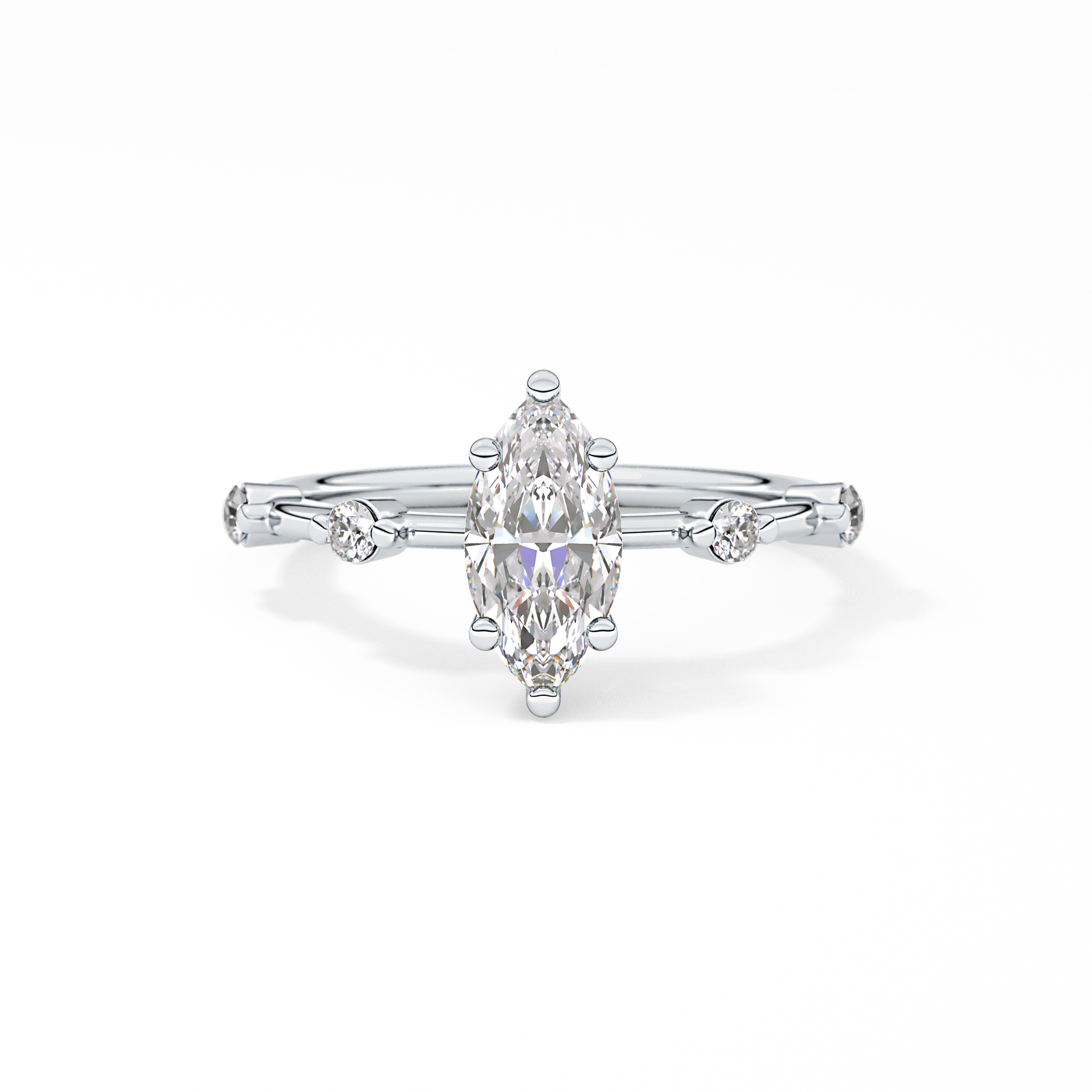 Marquise Cut 0.82 Carat Moissanite Ring – Dainty Setting in Gold