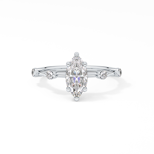 Marquise Cut 0.82 Carat Moissanite Ring – Dainty Setting in Gold