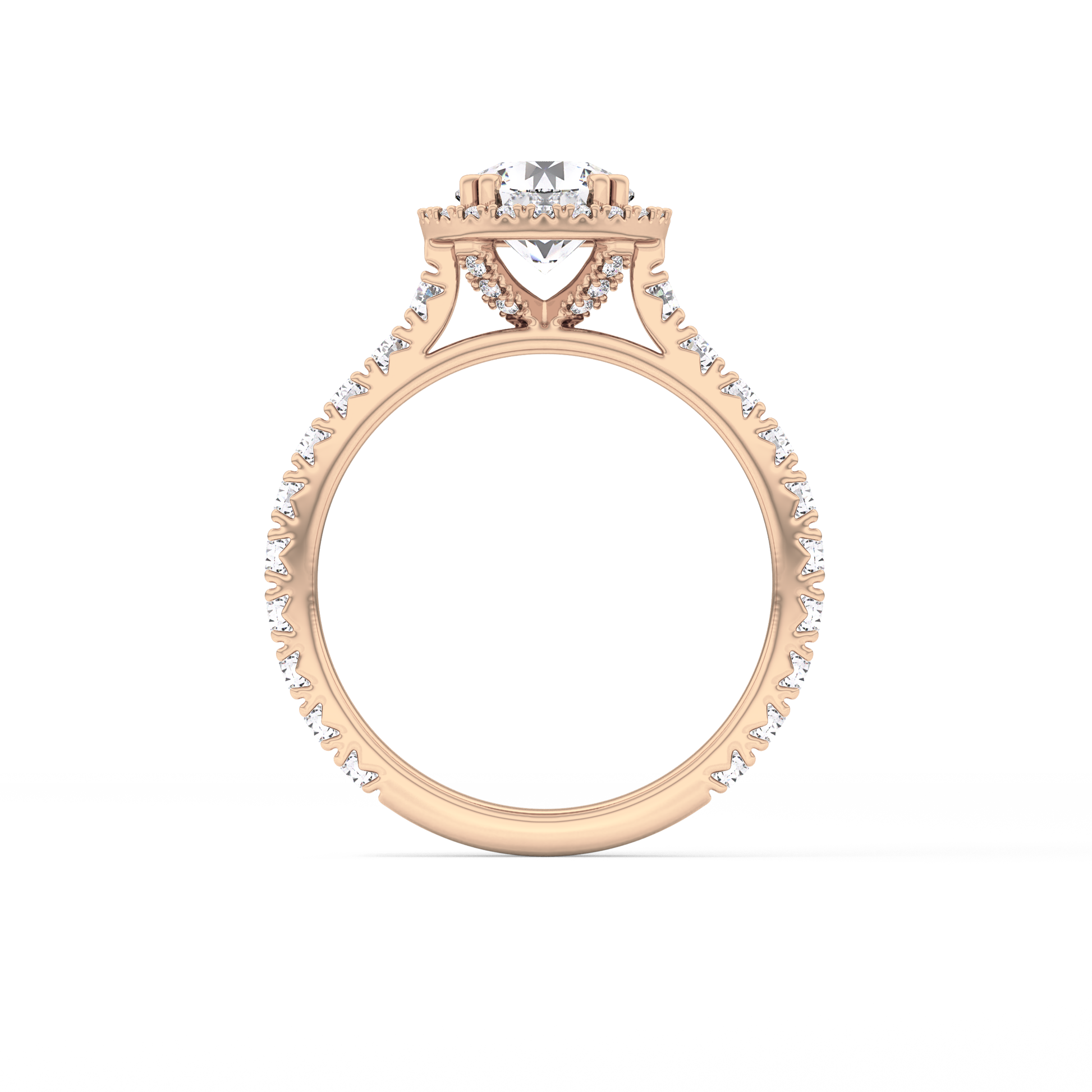 Round Cut 1.03 Carat Moissanite Ring – Halo & Pave Setting in Gold