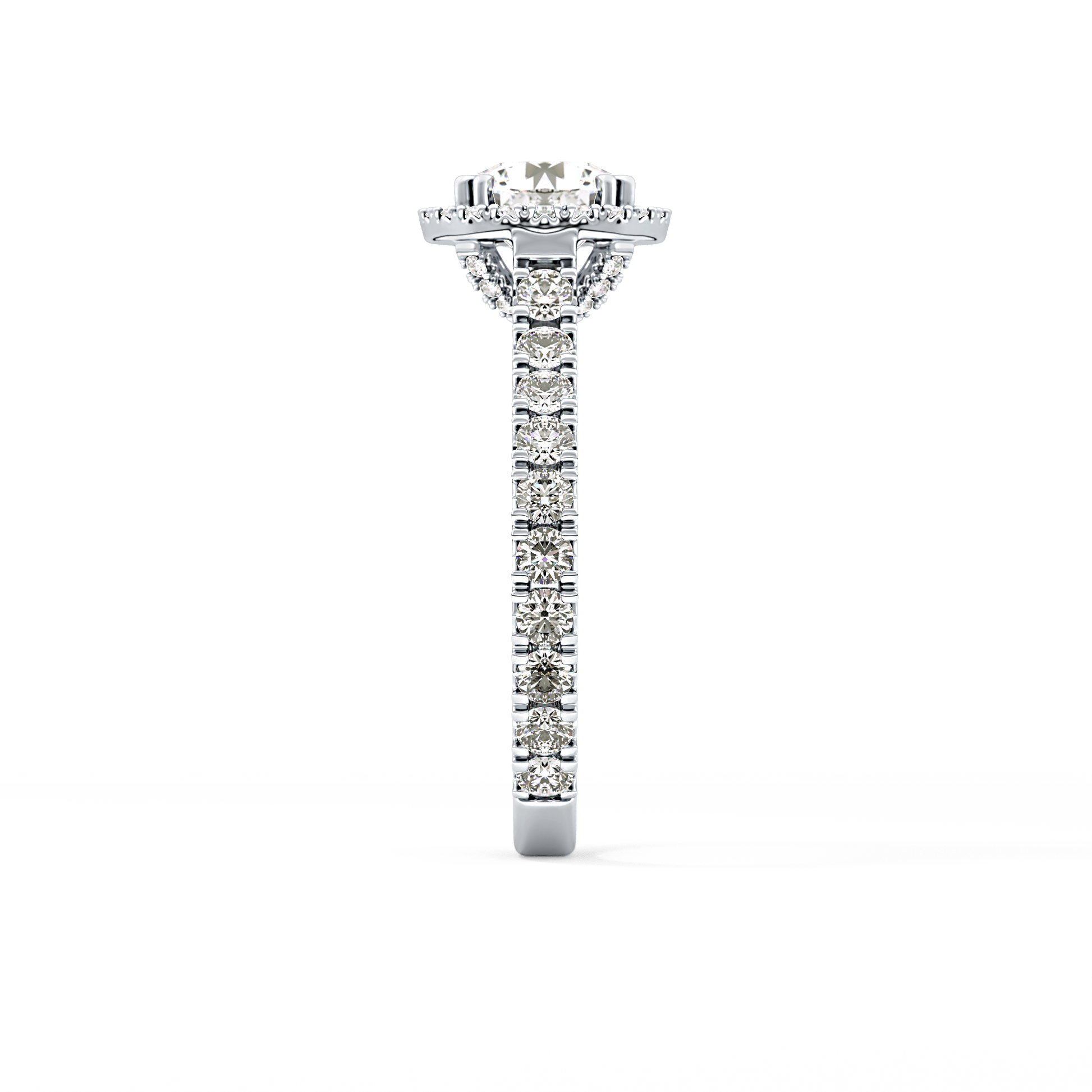Round Cut 1.03 Carat Moissanite Ring – Halo & Pave Setting in Gold