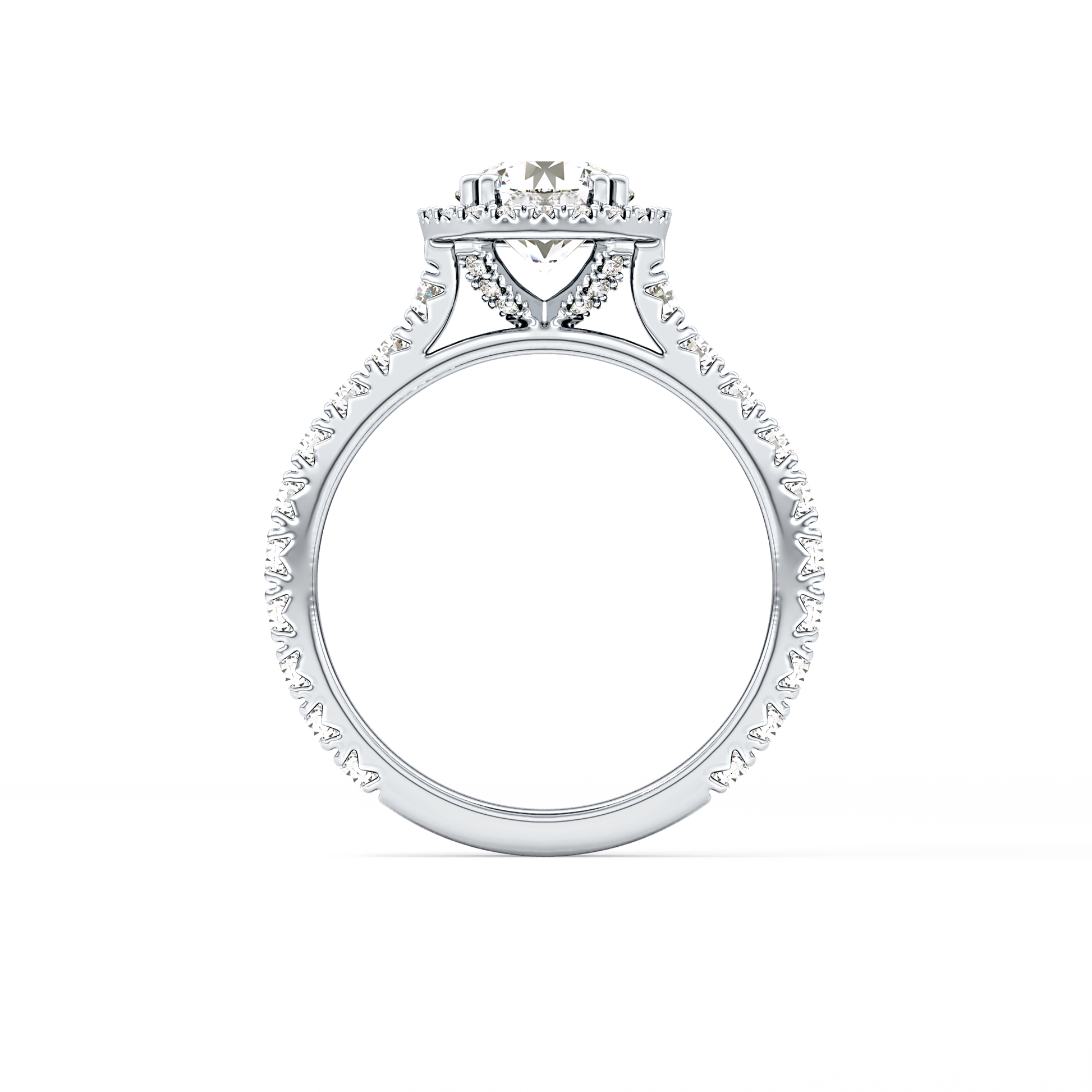 Round Cut 1.03 Carat Moissanite Ring – Halo & Pave Setting in Gold
