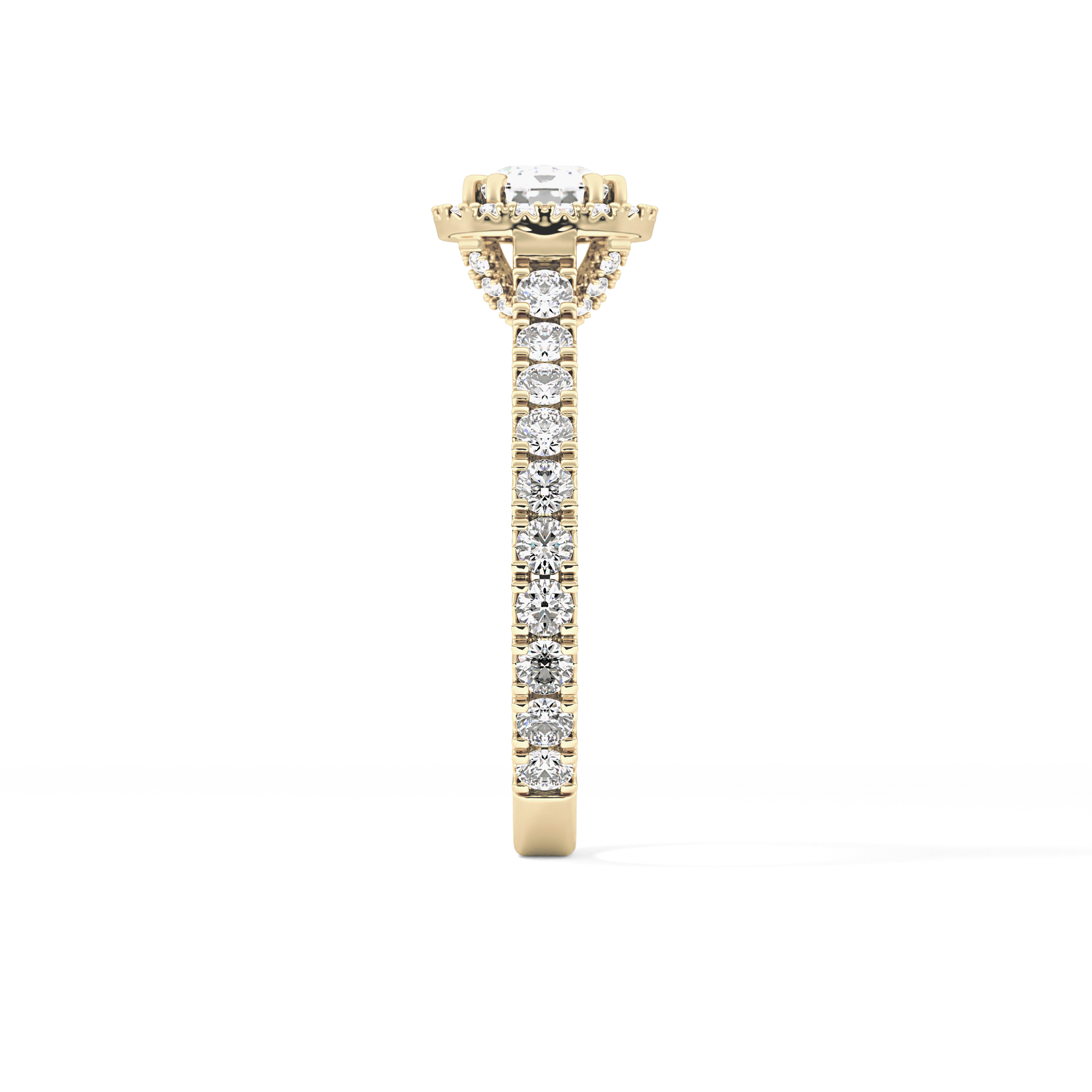 Cushion Cut 1.04 Carat Moissanite Ring – Halo & Pave Setting in Gold