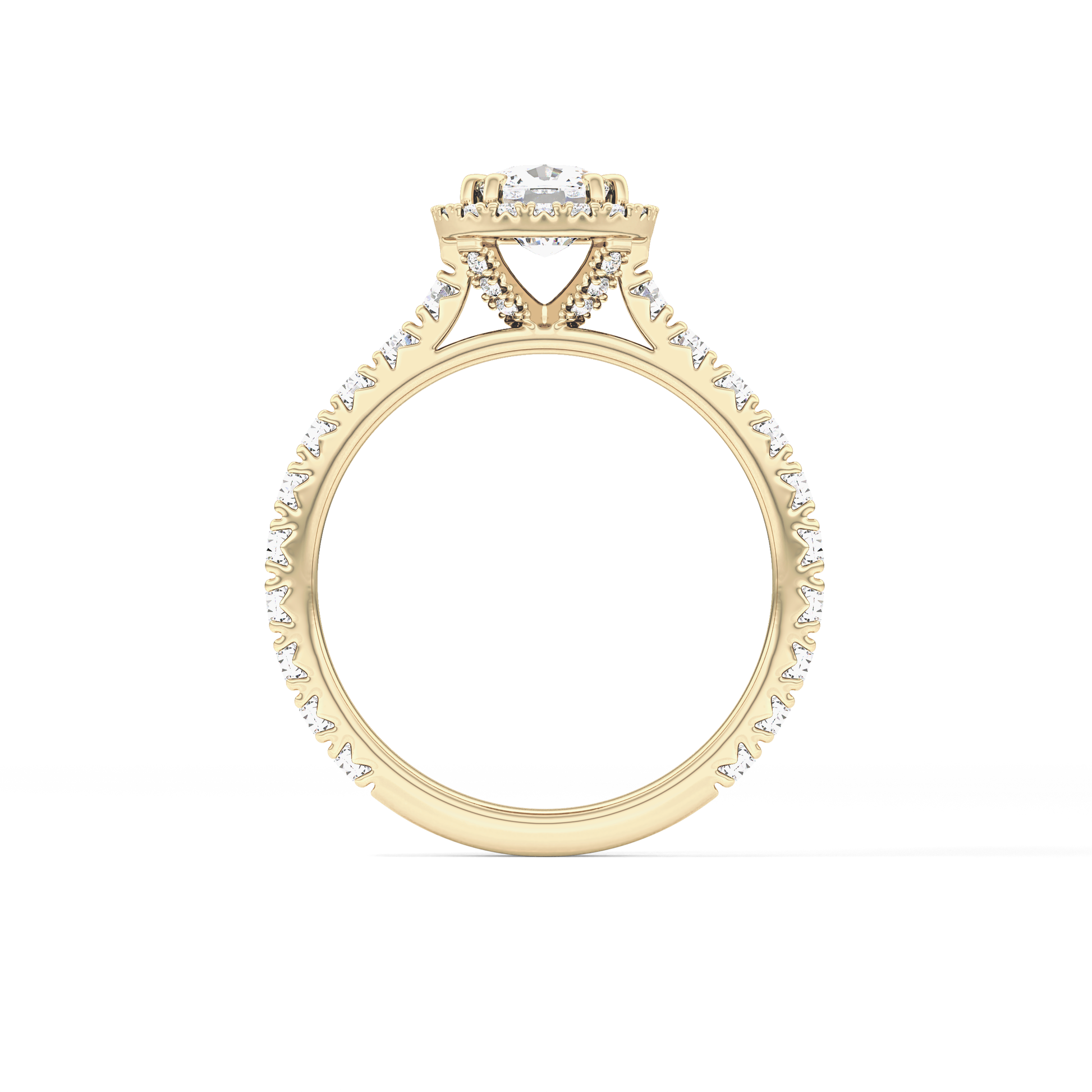 Cushion Cut 1.04 Carat Moissanite Ring – Halo & Pave Setting in Gold