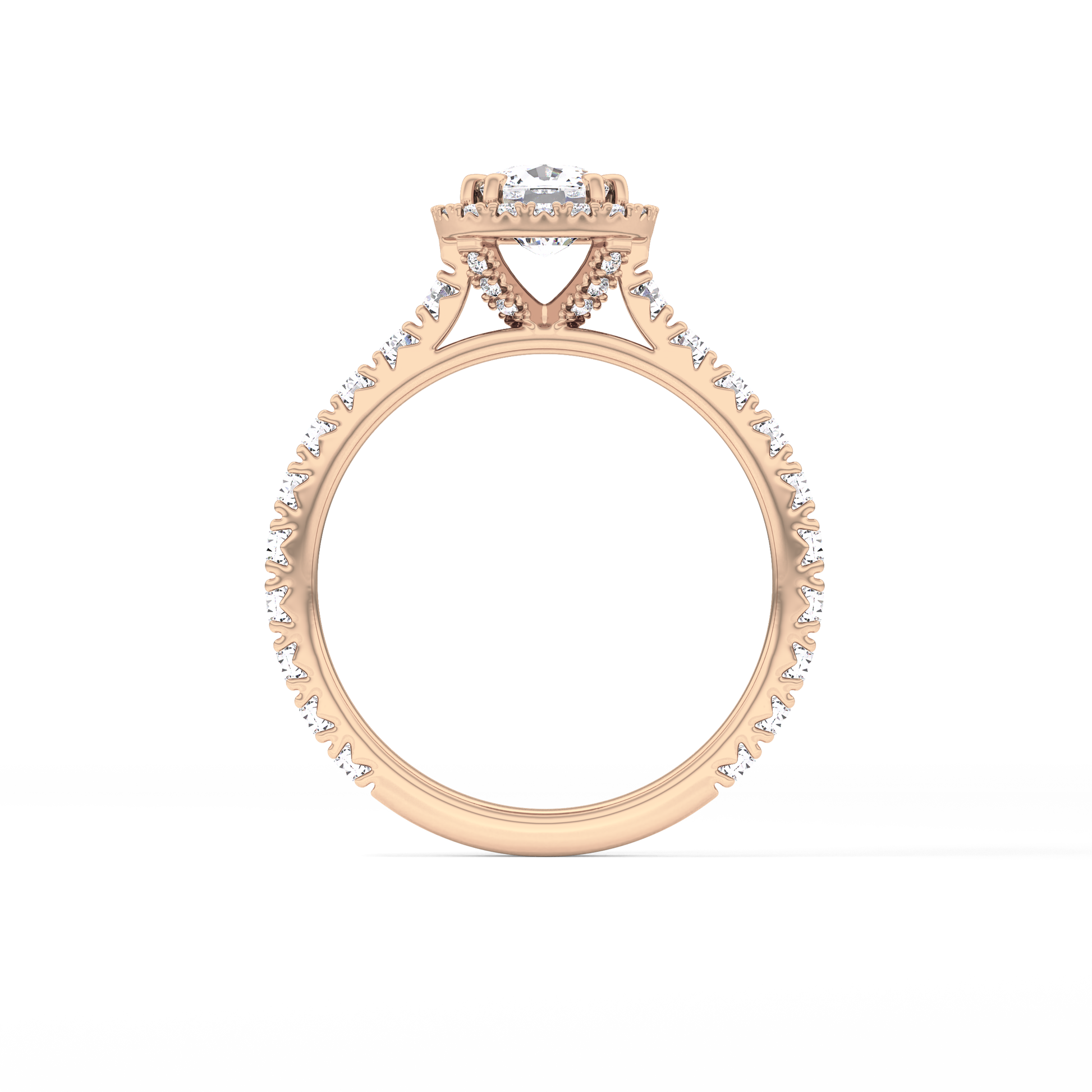 Cushion Cut 1.04 Carat Moissanite Ring – Halo & Pave Setting in Gold