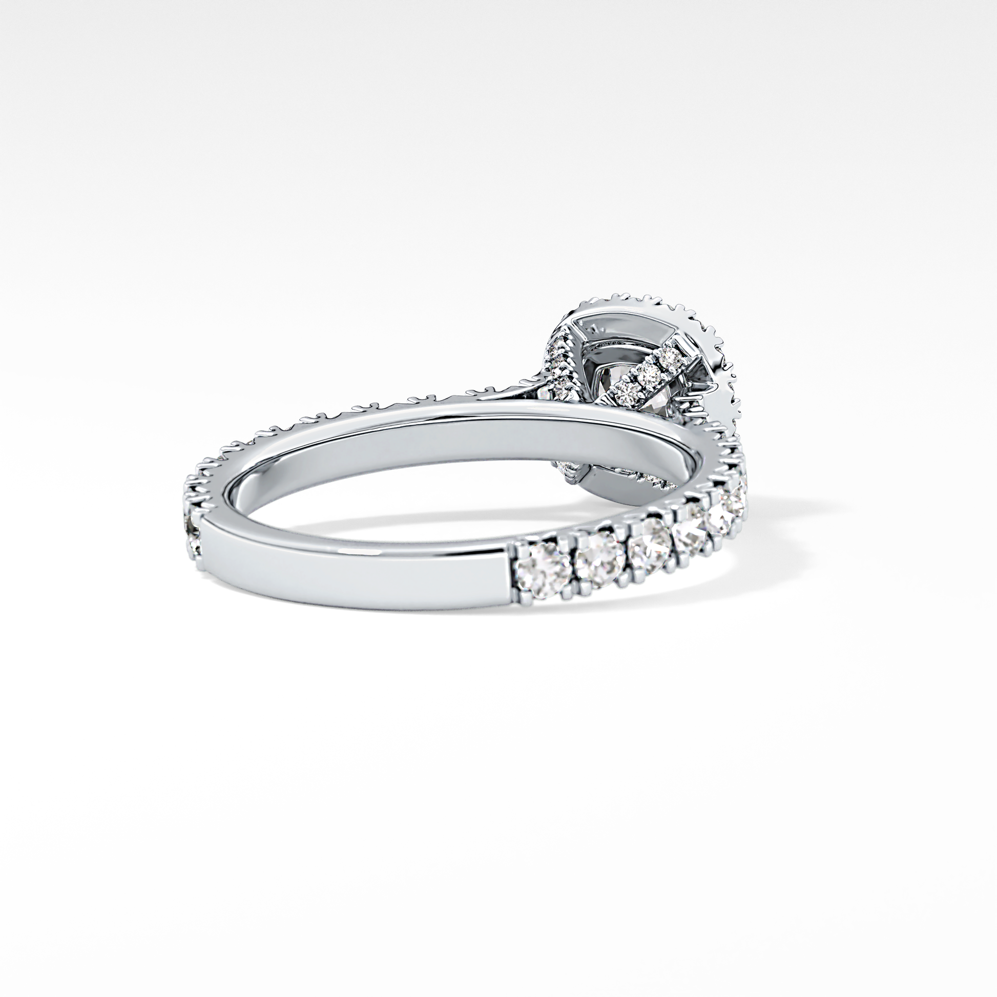 Cushion Cut 1.04 Carat Moissanite Ring – Halo & Pave Setting in Gold