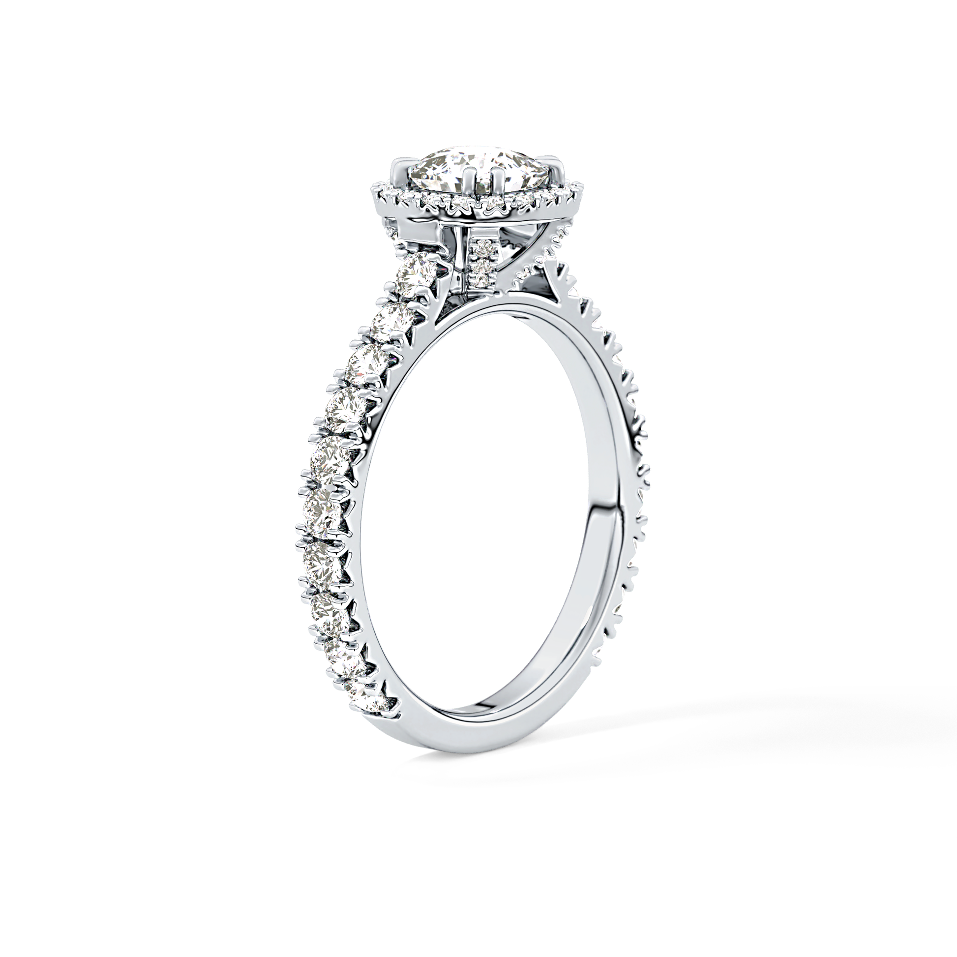 Cushion Cut 1.04 Carat Moissanite Ring – Halo & Pave Setting in Gold