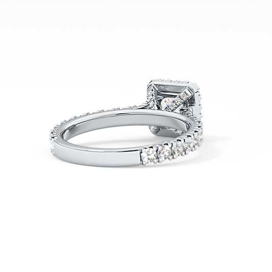 Princess Cut 1.04 Carat Moissanite Ring – Halo and Pave Setting in Gold